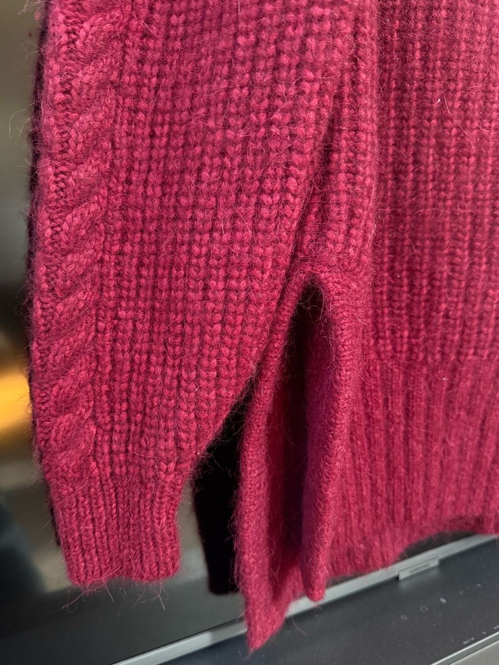 AYR The Spark Mock Neck Maroon Chunky Knit Sweater - Picture 6 of 10